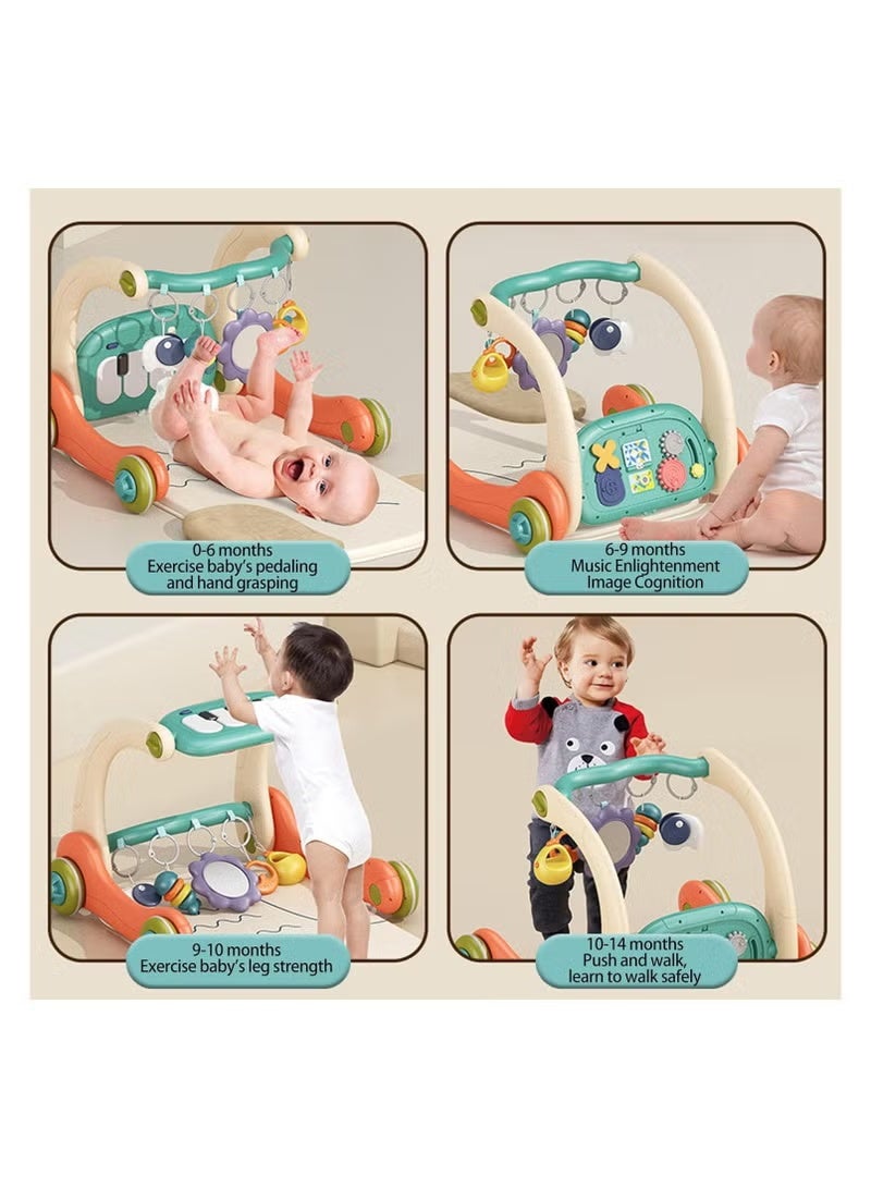 بساط لعب للأطفال مع مشاية 2 في 1، مركز أنشطة بيانو تفاعلي مع أضواء وموسيقى، بساط لوقت الاستلقاء على البطن وألعاب دفع للأطفال من عمر 0-6 أشهر و12-18 شهرًا، مشاية تعليمية للجلوس والوقوف، هدية مثالية للرضع والأطفال الصغار. - Image 4