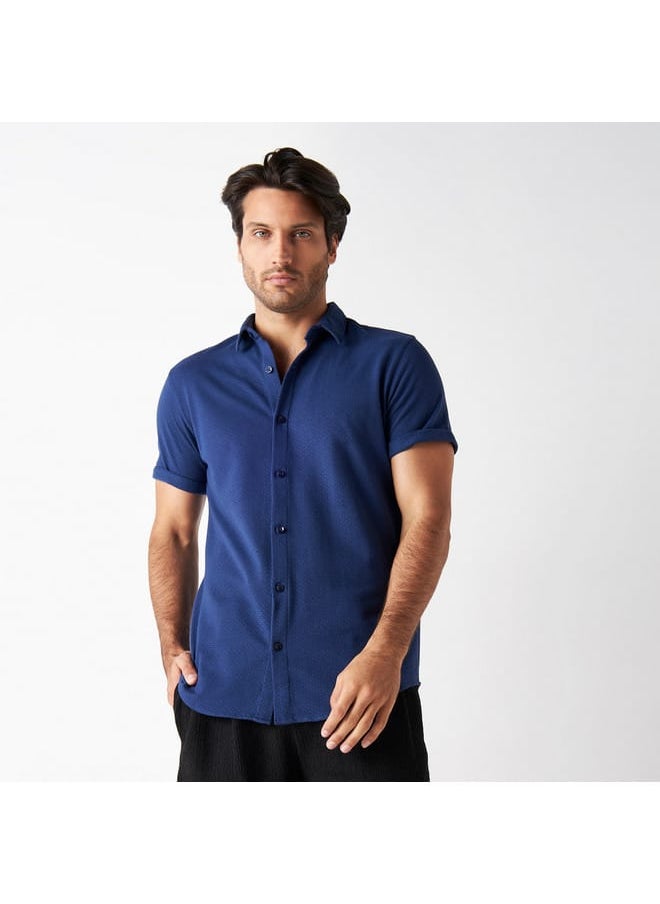 Iconic Iconic Textured Shirt with Short Sleeves  - Image 1