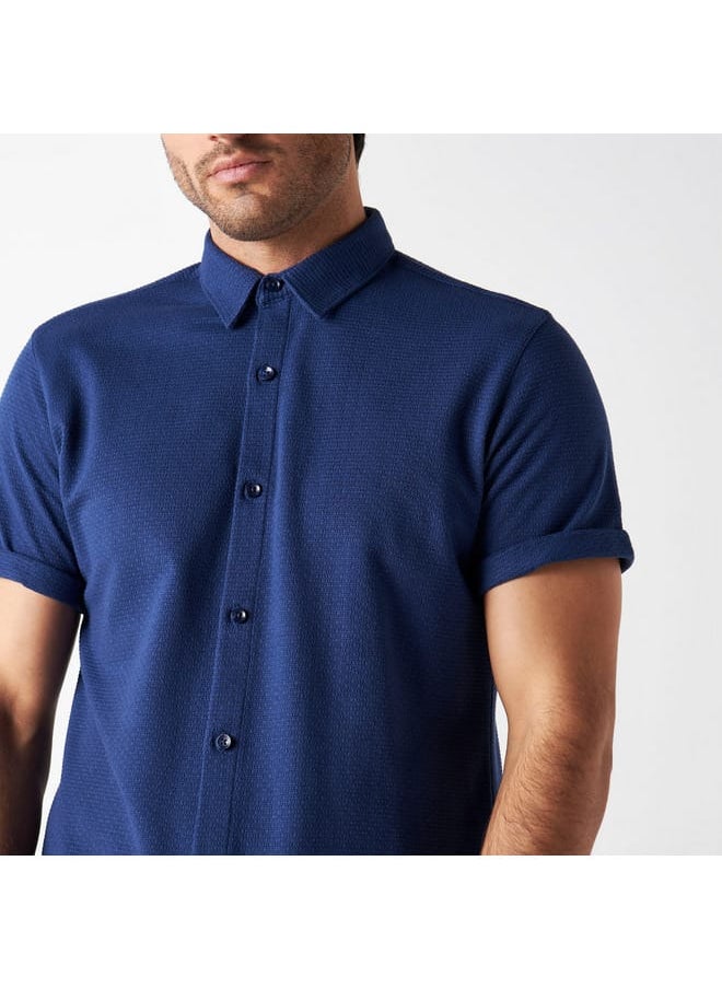 Iconic Iconic Textured Shirt with Short Sleeves  - Image 4