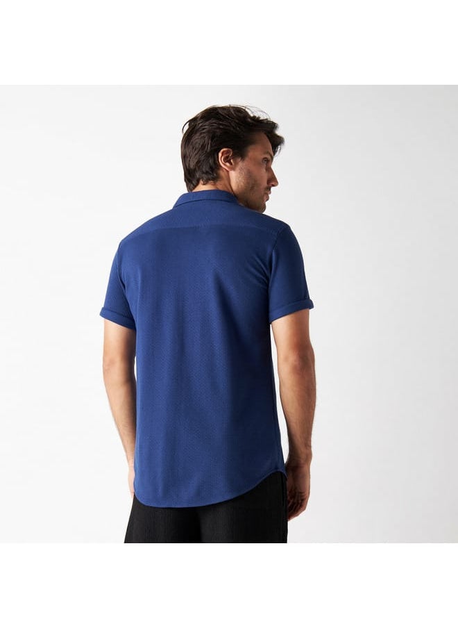 Iconic Iconic Textured Shirt with Short Sleeves  - Image 3