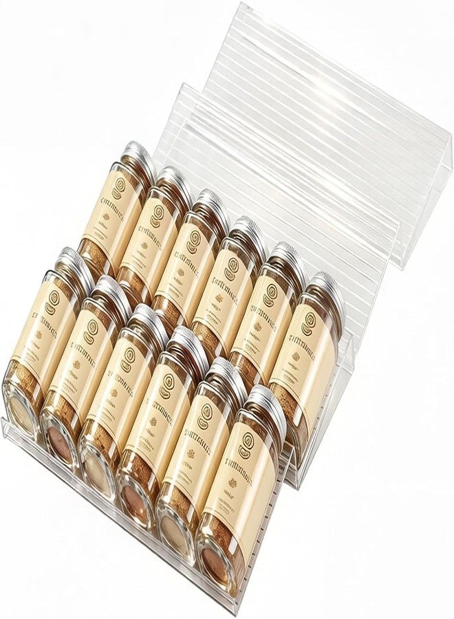 MUGATH Spice Rack Drawer Organizer 4 Pcs Expandable Set, Adjustable 4 Tier Transparent Acrylic Spice Tray for Kitchen Cabinet Countertop Pantry, Space Saving Spice Jar Holder & Multipurpose Storage Organizer - Image 5