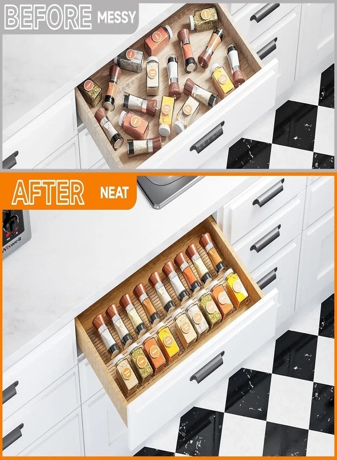 MUGATH Spice Rack Drawer Organizer 4 Pcs Expandable Set, Adjustable 4 Tier Transparent Acrylic Spice Tray for Kitchen Cabinet Countertop Pantry, Space Saving Spice Jar Holder & Multipurpose Storage Organizer - Image 4