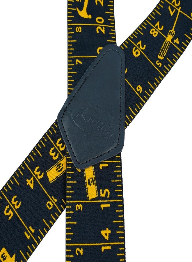 KUNN Men Suspender Tape Measure 2 inch Suspender Fully Strength Elastic with Heavy Duty Clip Ruler Suspenders,Black Color - Image 3
