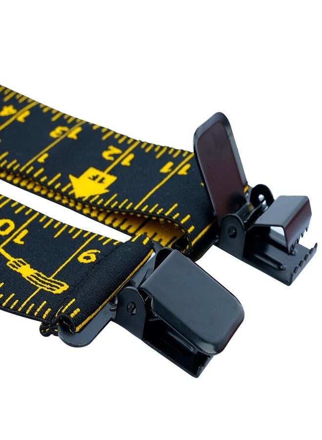 KUNN Men Suspender Tape Measure 2 inch Suspender Fully Strength Elastic with Heavy Duty Clip Ruler Suspenders,Black Color - Image 5