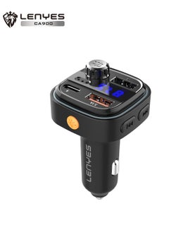 Lenyes Lenyes CA900 Fast Car Charge,Type-c and USB Charge,Bluetooth connection, call number broadcast, 8 modes, atmosphere light, double click to switch Bluetooth/USB disk mode,Black  - Image 1