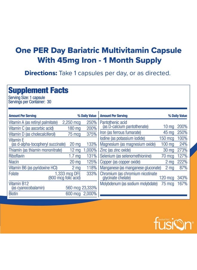 One Per Day Bariatric Multivitamin With Iron ; Easy To Swallow Capsule ; Vitamin For Bariatric Surgery Patients ; Gastric Bypass And Sleeve Gastrectomy ; 30 Count ; 1 Month Supply - pzsku/Z1CE265241BA0F98A8C29Z/45/_/1695145558/660230de-c86e-4df7-a020-c76d465f5fc8