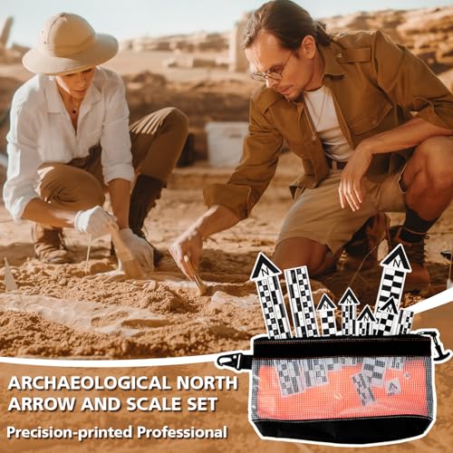Maitys 12 Pack Archaeological North Arrow and Scale Set Geology Photography Professional Measuring Scale Ruler with Case Archaeological Excavation Photo Reference Ruler for Artifact Documentation - Image 3