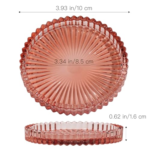 Vixdonos 3.8 Inch Glass Pillar Candle Holder Set Pack 2 Gear Round Plate Serrated Candle Stand for Table Centerpieces,Party, Wedding and Home Decor - Image 2