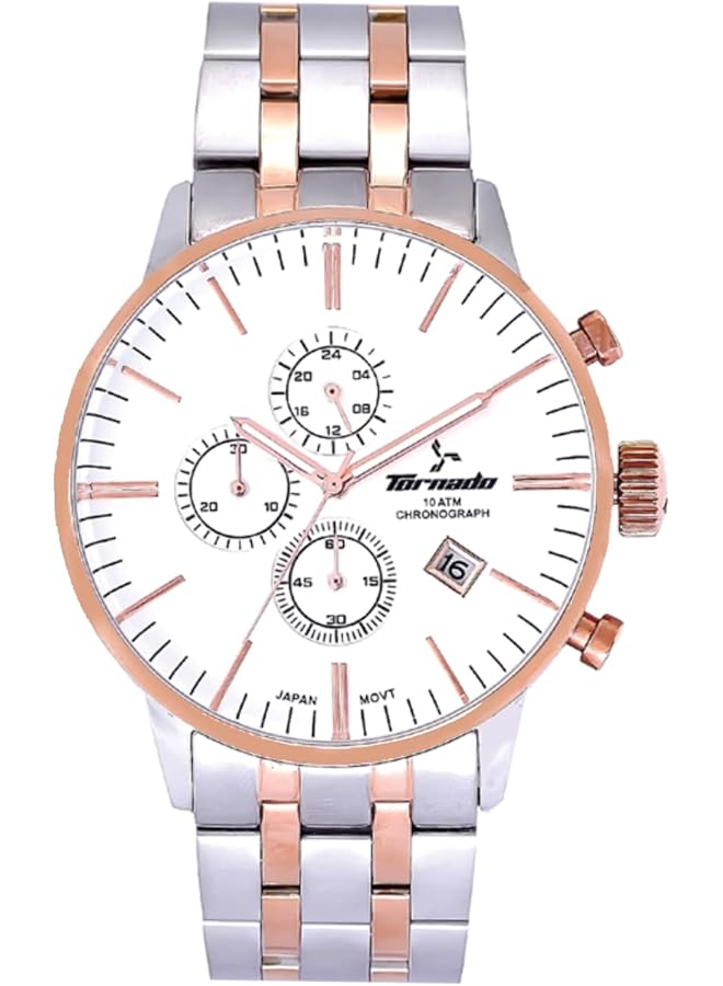 TORNADO Men Japan Quartz Movement Watch Chronograph Display And Stainless Steel Strap T6102 Kbksk Silver