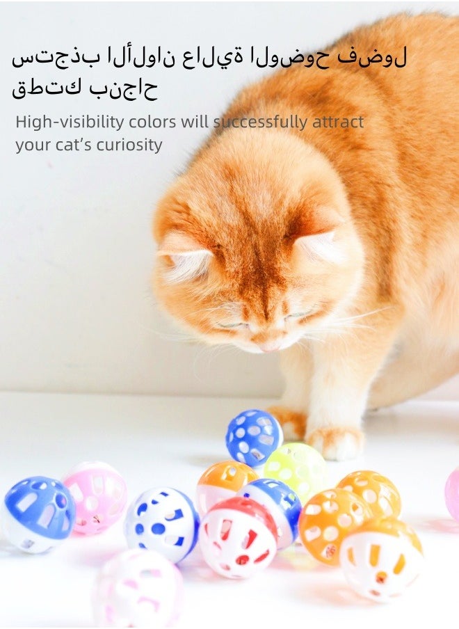 Generic 10 PCS Cat Plastic Jingle Balls Cat Toy with bell Kitten Chase Pounce, Cat Balls with Bell Big Lattice Wiggly Jingle Rattle Plastic Toy Assorted Color  - Image 4