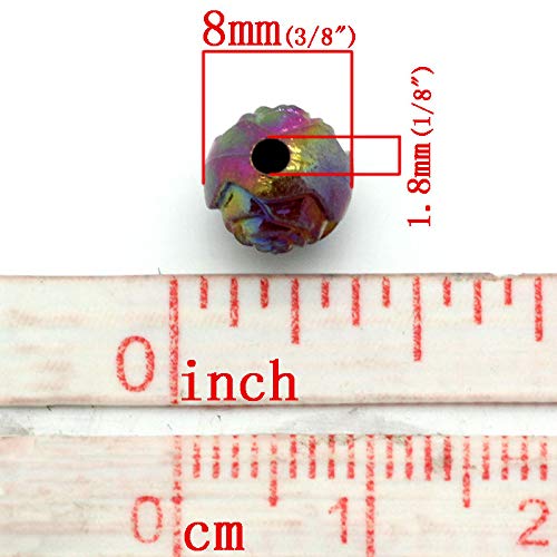 JGFinds Carved Flower Bubblegum Spacer Beads - Small 8mm with 1.5mm Hole, 200 Pack, Mixed Colors, Acrylic, DIY Jewelry Making Supplies - Image 2