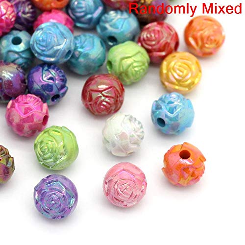 JGFinds Carved Flower Bubblegum Spacer Beads - Small 8mm with 1.5mm Hole, 200 Pack, Mixed Colors, Acrylic, DIY Jewelry Making Supplies - Image 3