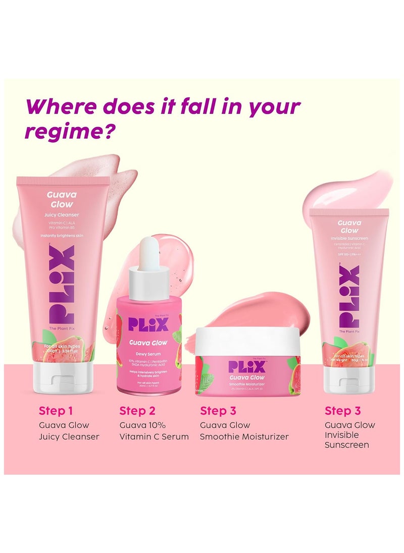 PLIX THE PLANT FIX PLIX Spf 50+ Guava Glow Sunscreen 50G and 10% Vitamin C Guava Face Serum 20Ml Combo For Uv A Uv B Protection and Skin Brightening With  Vitamin C and Hyaluronic Acid and Pentavitin  - Image 4