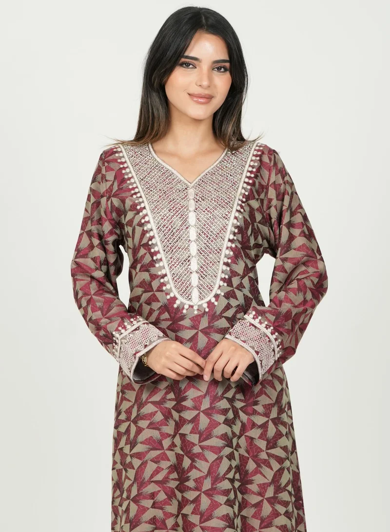 AL BENT AL SHARQIEH women printed jalabiya dress