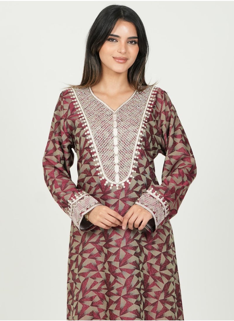 AL BENT AL SHARQIEH women printed jalabiya dress  - Image 2