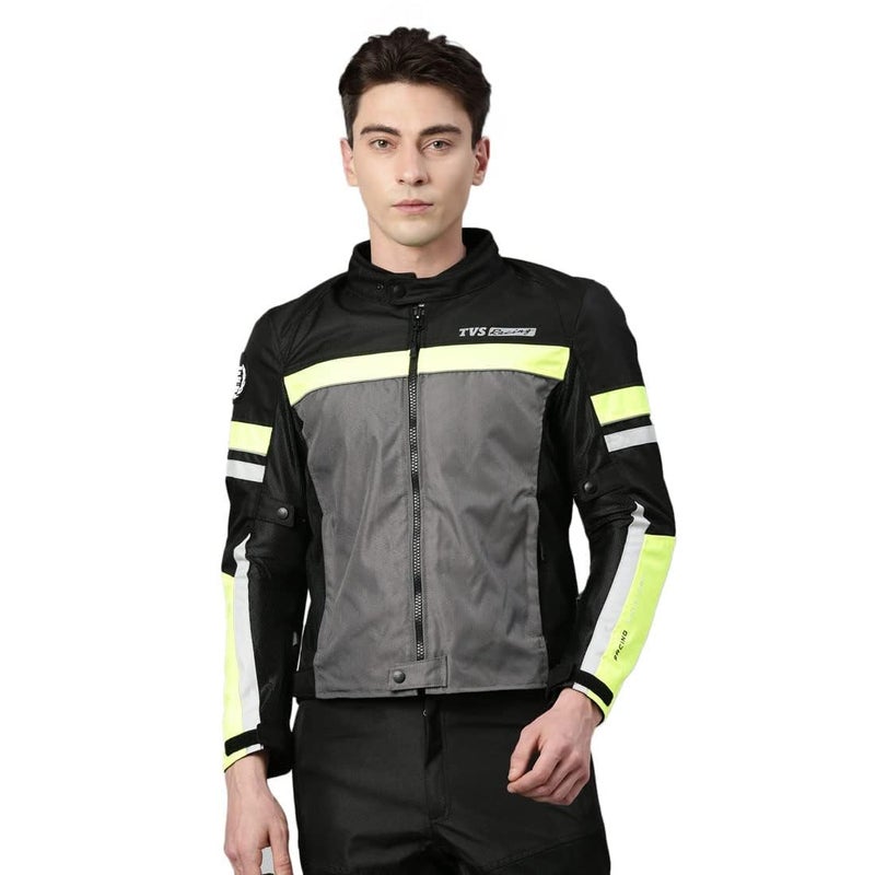 TVS Racing Street Striker Riding Jacket for Men-High Abrasion 600D Polyester, CE Level 2 Armour Protection-Essential Bike Jacket for Bikers (Neon-XL) - Image 3