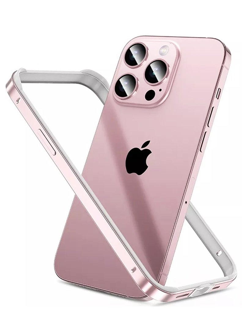 Theodor iPhone 15 Pro max Aluminum Frame Metal Bumper Frame Slim Hard Case Cover, Metal Frame Armor with Soft Inner Bumper, Raised Edge Protection for iPhone 15 pro max for 6.7", Titanium Gold  - Image 1