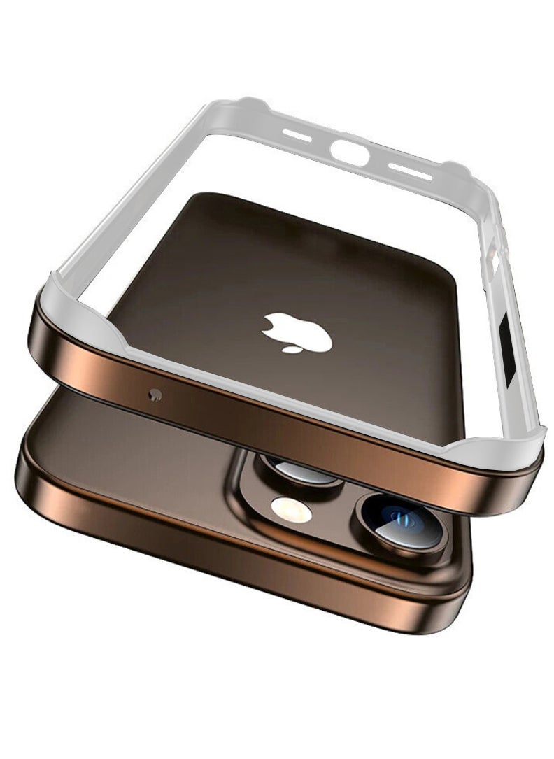 Theodor iPhone 15 Pro max Aluminum Frame Metal Bumper Frame Slim Hard Case Cover, Metal Frame Armor with Soft Inner Bumper, Raised Edge Protection for iPhone 15 pro max for 6.7", Titanium Gold  - Image 4