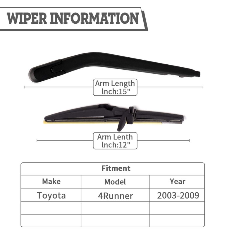 HODEE Rear Wiper Arm Blade Nut Set Replacement for Toyota 4Runner 2003-2009,Back Windshield Wiper Assembly with Window Wiper Cap Cover Accessories 852413531 - Image 2