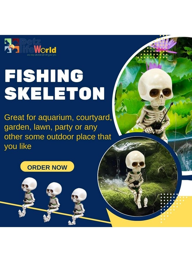 VAYINATO Aquarium Fishing Skeleton Decoration, Mini Halloween Skeleton Outdoor Statue For Pond Fountain Waterfalls Poolside Town Graveyard Fairy Garden Decoration By Petzlifeworld - Image 2
