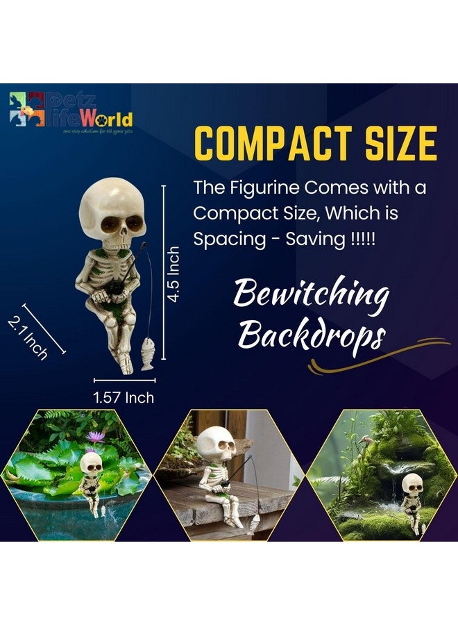 VAYINATO Aquarium Fishing Skeleton Decoration, Mini Halloween Skeleton Outdoor Statue For Pond Fountain Waterfalls Poolside Town Graveyard Fairy Garden Decoration By Petzlifeworld - Image 4