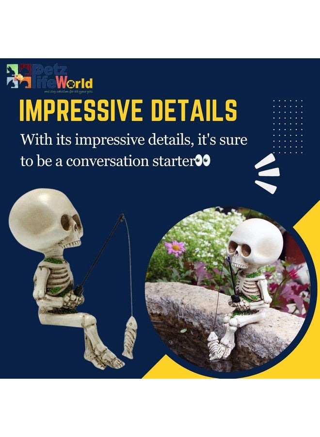 VAYINATO Aquarium Fishing Skeleton Decoration, Mini Halloween Skeleton Outdoor Statue For Pond Fountain Waterfalls Poolside Town Graveyard Fairy Garden Decoration By Petzlifeworld - Image 5