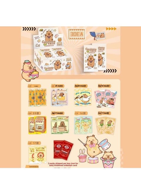 Kayou Wen Chuang Kapibalaka Card Collection Card Capybara Happy Time Internet Celebrity Capybara Peripheral Thick Card-Color:1 Yuan Pony Card 32 Packs/box—full Flash Card