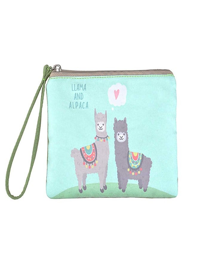 Rantanto Cute Canvas Cash Coin Purse, Make Up Bag, Cellphone Bag With Handle (BG0023 Llama And Alpaca) - Image 1