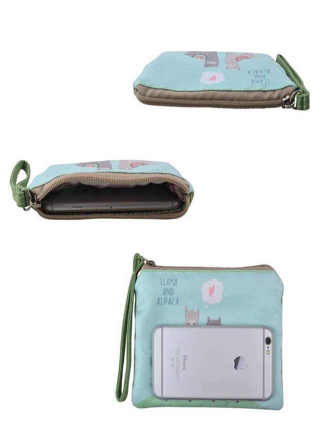 Rantanto Cute Canvas Cash Coin Purse, Make Up Bag, Cellphone Bag With Handle (BG0023 Llama And Alpaca) - Image 3