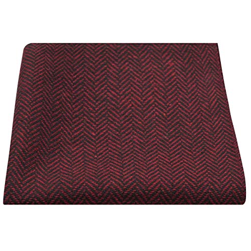 King & Priory Cranberry Red & Black Herringbone Pocket Square, Handkerchief - Image 3