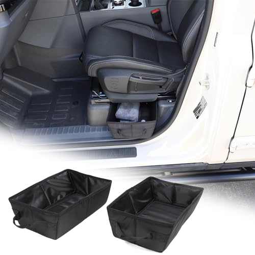 Tumukiw Compatible with Ineos Grenadier 2020-2024 Under Seat Storage Tray, Oxford Cloth Driver Passenger Underseat Hidden Organizer Tool Box Organizer with Anti-slip and Handle (2PCS, Black) - Image 1
