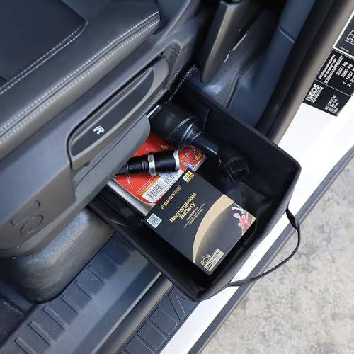 Tumukiw Compatible with Ineos Grenadier 2020-2024 Under Seat Storage Tray, Oxford Cloth Driver Passenger Underseat Hidden Organizer Tool Box Organizer with Anti-slip and Handle (2PCS, Black) - Image 5