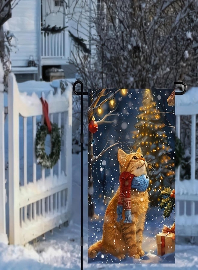 BlissYard Winter Kitten Garden Flag 12x18 Inch Polyester Vibrant Outdoor Yard Decoration Double Sided Winter House Home Garden Flag - Image 2
