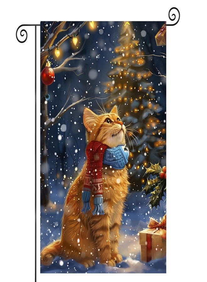 BlissYard Winter Kitten Garden Flag 12x18 Inch Polyester Vibrant Outdoor Yard Decoration Double Sided Winter House Home Garden Flag - Image 1