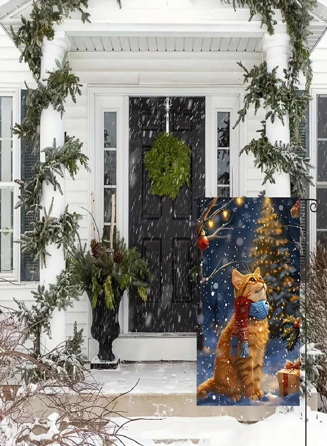 BlissYard Winter Kitten Garden Flag 12x18 Inch Polyester Vibrant Outdoor Yard Decoration Double Sided Winter House Home Garden Flag - Image 3