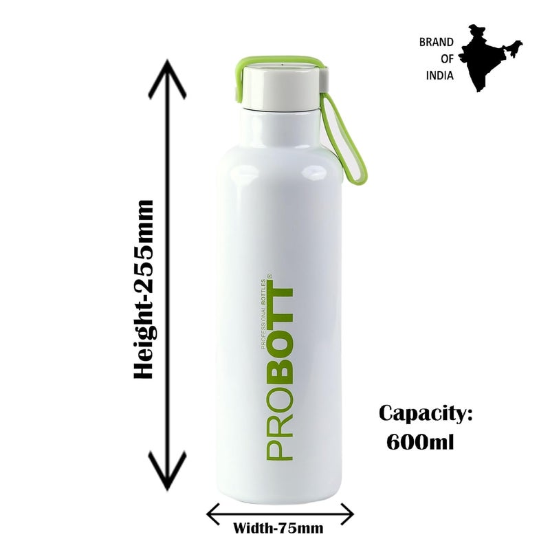 PROBOTT Probott Bang 600 ml Thermosteel Vacuum Insulated Double Walled Flask, Stainless Steel Water Bottle, White | Screw Cap | Hot and Cold | Leakproof | Water, Tea, Coffee, Gym, College, Office, Travel  - Image 3