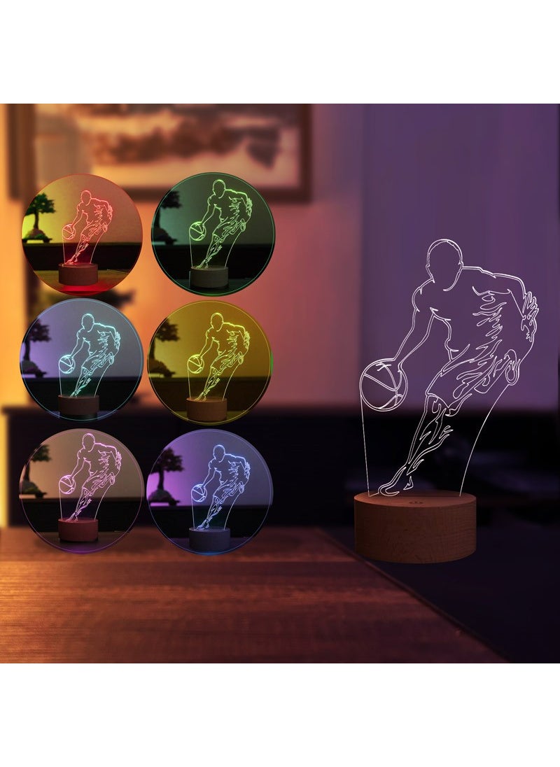By-Lamp Basketball Player LED Table Lamp Wooden Base 7 Different Light Colors  - Image 2