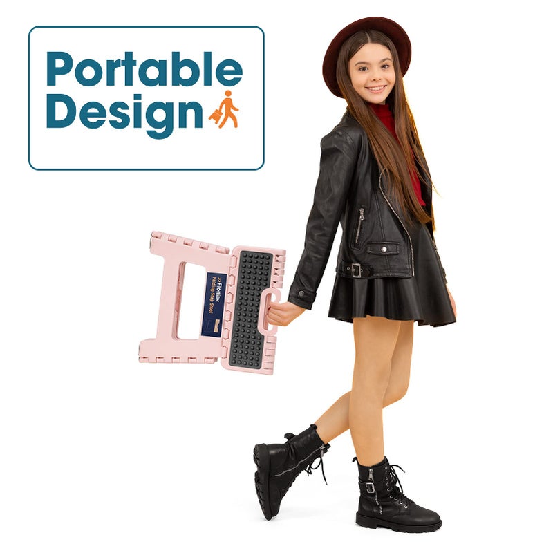 Flottian 9" Folding Step Stool for Adults and Kids Holds Up to 300 lbs,Non-Slip Folding Stools with Portable Handle, Compact Plastic Foldable Step Stool for Bathroom,Bedroom, Kitchen Sakura Pink - Image 5