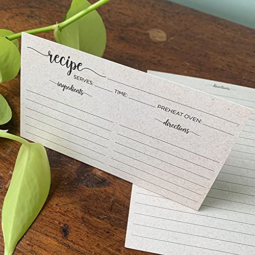 321Done Folding Recipe Cards - Set of 50, Extra Large 8x6 folds to 4x6, Jumbo Double-sided Rustic Tan Recipe Cards, Script Design for Bridal Shower & Wedding Gift, Made in USA - Image 4