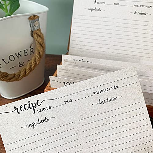 321Done Folding Recipe Cards - Set of 50, Extra Large 8x6 folds to 4x6, Jumbo Double-sided Rustic Tan Recipe Cards, Script Design for Bridal Shower & Wedding Gift, Made in USA - Image 5