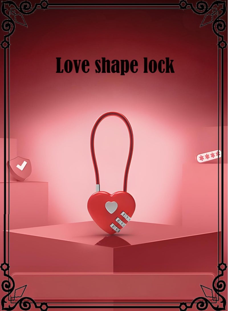 Love shape lock, heart-shaped combination padlock,  trolley case concentric lock, long wire rope combination padlock - Image 1