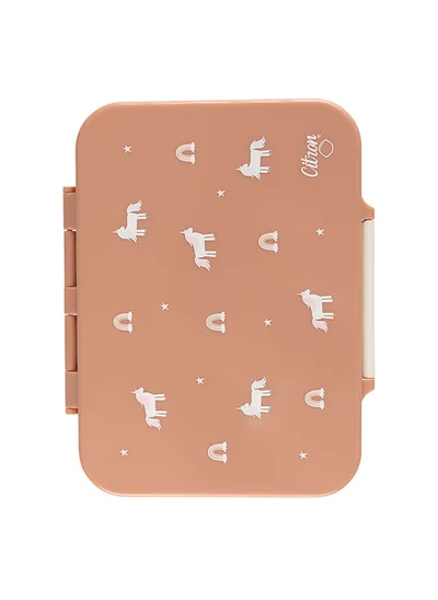 Citron Tritan Lunch Box With 4 Compartments For Kids Includes 1 Sauce Container, Leak Proof And Bpa Free Lunch Box For Kids - Unicorn - Blush Pink