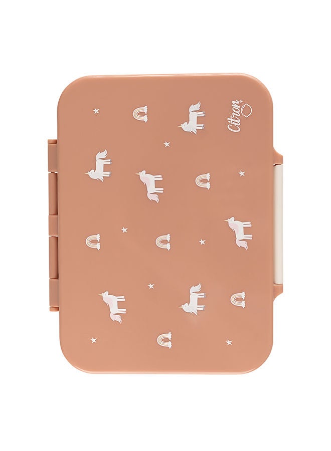 سترون حافظة طعام ترايتان للأطفال 4 أقسام مع علبة صلصة، مانعة للتسرب وخالية من البيسفينول - يونيكورن - وردي فاتح - Image 1