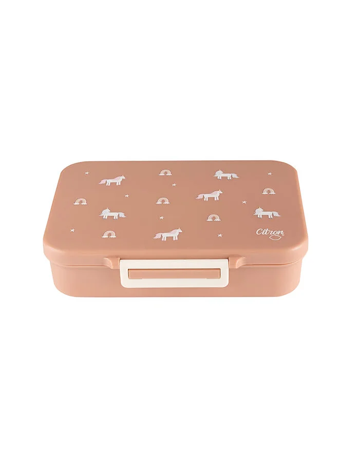 Citron Tritan Lunch Box With 4 Compartments For Kids Includes 1 Sauce Container, Leak Proof And Bpa Free Lunch Box For Kids - Unicorn - Blush Pink