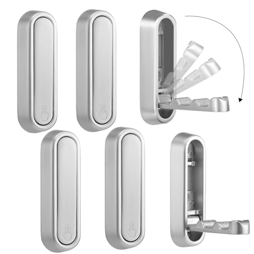 Dntorx Folding Coat Hooks, 6 Pcs Foldable Silver Wall Hooks Heavy Duty Foldable Hook Bathroom Towel Hooks Robe Hooks Wall Mounted for Hanging Coat Towels Clothes Hat Bags Keys - Image 1