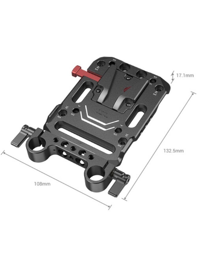 SmallRig V-Lock Battery Plate with 15mm LWS Rod Clamp - Image 2