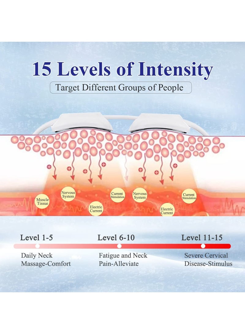 Zikra Suntown Smart Neck Massager, Hanging Necklace Massager, Portable Massager Shoulder Relieve Cervical Spondylosis USB Charging for Travel Office 3 Temperature 4 Modes 15 Levels - Image 5