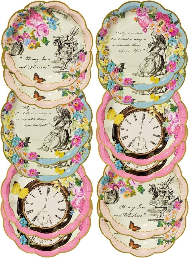 Talking Tables 144 x Alice in Wonderland Themed Bulk Disposable Paper Plates, Supplies for Mad Hatter Tea Party Table Decorations Birthday, Baby Shower, Mother's Day, Pink, Size 7’ - Image 2