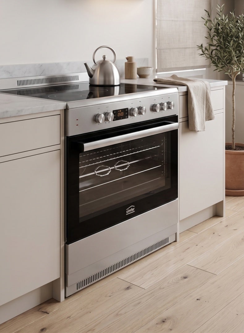 Simfer Vitro Ceramic 90x60 cm | 107L Oven Capacity | 5 Vitro Ceramic Zones | Turbo Fan x2 Grill & Rotisserie | Digital Timer Auto Cooling | Stainless Steel | Model SMF9067VCH Vitro Ceramic Cooker - Image 4