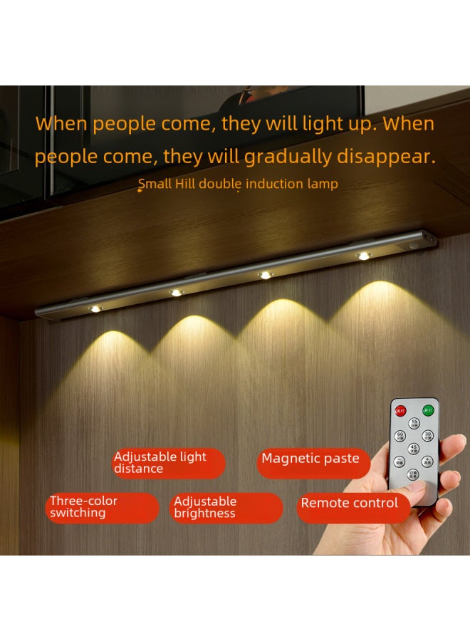 Loquat Black Remote Control Cat's Eye Wave Led Strip Lights Rechargeable Cabinet Showcase Intelligent Body Induction Lights-Light Source Power:0.42W-4W-Light Color:60cm Black - Image 2